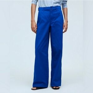 Madewell blue Button Tab Wide Leg Pants size 14